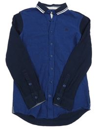 Tmavomodro-čierna triková košeľa Jasper Conran