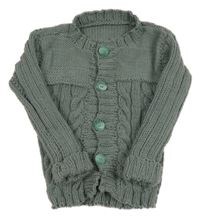 Zelenošedý prepínaci sveter s copánky