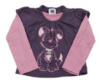 Fialové tričko so psem a ružovymi rukávy M&Co.