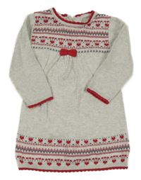 Sivo-červené pletené šaty so vzorom George