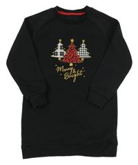 Čierne teplákové šaty so stromčekmi 