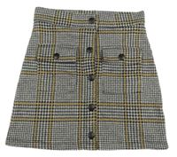 Sivo-čierno-okrová vzorovano/kostkovaná úpletová prepínaci sukňa F&F