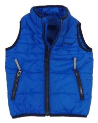 Cobaltovoě modrá prešívaná šušťáková zateplená vesta s logom name it.