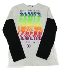 Bílé triko s nápisy a černými rukávy George