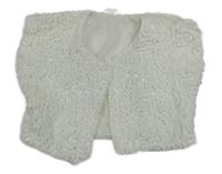 Biele kožušinové podšité bolerko s flitrami