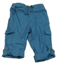 Modré plátenné rolovacieé nohavice