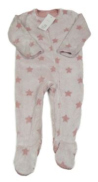 Nové - Růžový chlupatý overal s hvězdami F&F