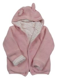 Světlerůžový podšitý propínací svetr s kapucí Mothercare