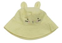 Žluto-bílý pruhovaný krepový klobouk s králíkem Tu