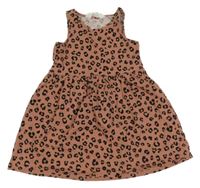 Ružovo-čierne leopardí bavlnené šaty H&M