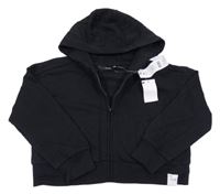 Nové - čierna prepínaci crop mikina s kapucňou George