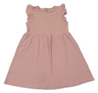 Staroružové rebrované šaty s volánikmi H&M