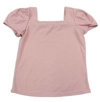 Svetloružové rebrované tričko Shein