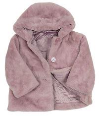 Ružový kožušinový zateplený kabát s kapucňou Nutmeg