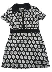 Čierne pletené šaty s kvietkami Matalan