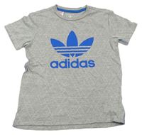 Sivo-biele vzorované tričko s logom Adidas