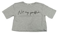 Sivé melírované crop tričko s nápisom Matalan
