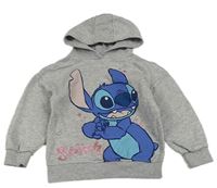 Šedá melírovaná mikina se Stitchem a kapucí Primark