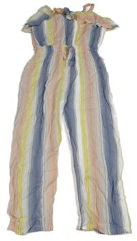 Barevný pruhovaný culottes overal s volánky Jessica Simpson