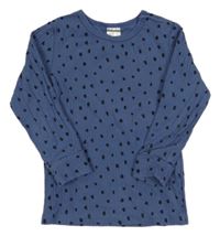 Tmavomodré žebrované triko s puntíky H&M