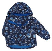 Tmavomodrá šušťáková zimná bunda s príšerkami a kapucňou Lupilu