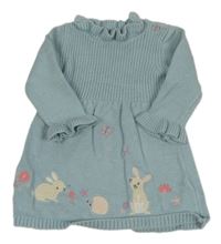 Světlemodré svetrové šaty se zajíčkem Nutmeg