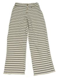 Smetanovo-čierne pruhované rebrované nohavice Zara