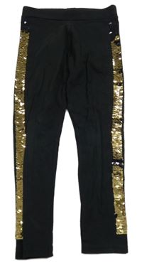 Černé legíny se zlatými flitry M&Co