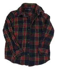 Tmavomodro-barevná kostkovaná flanelová košile Next 