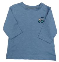 Modrošedé tričko s traktorom Next
