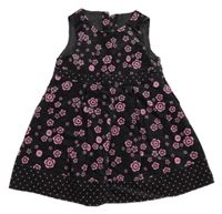 Antracitové manšestrové šaty s kytičkami Early Days