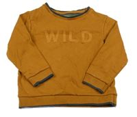 Medová mikina s nápisom a prúžkami Eden et Victor