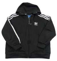Černá propínací sportovní mikina s logem a kapucí Adidas