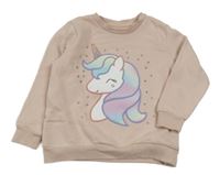 Svetloružová mikina s jednorožcom a flitrami George