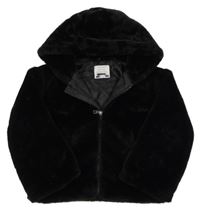 Černá kožešinová podšitá bunda s kapucí Primark