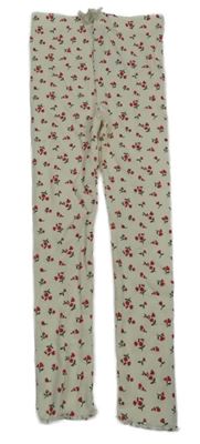 Smetanové žebrované legíny s kytičkami Tape Á L´oeil