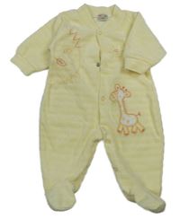 Žltý zamatový overal so žirafou