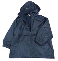 Tmavomodrá šušťáková jarná bunda s kapucňou