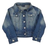 Modrá rifľová crop bunda a výšivkou C&A