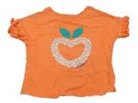 Korálové tričko s jablíčkem z flitrů Okaidi
