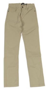 Béžové plátěné slim fit kalhoty Nukutavake 