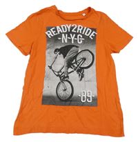 Oranžové tričko s bicyklom C&A
