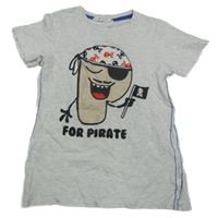 Sivé tričko s pirátem H&M