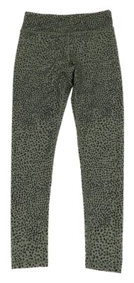 Zeleno-černé vzorované sportovní legíny H&M