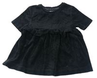 Čierna zamatová šatová tunika s volánikom Mothercare