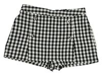 Čierno-biele kockované sukňové kraťasy s gombíky RIVER ISLAND