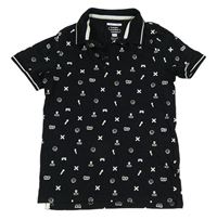 Černé polo tričko s obrázky F&F