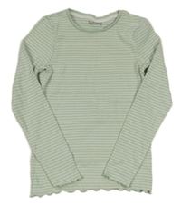 Mentolovo-biele pruhované rebrované tričko zn. Nutmeg