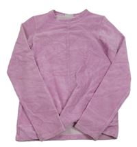 Ružová rebrovaná zamatová mikina zn. YOUNG IDOLS