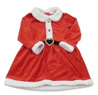 Červené sametové vánoční šaty s bílou kožešinou - Paní Santová PRIMARK